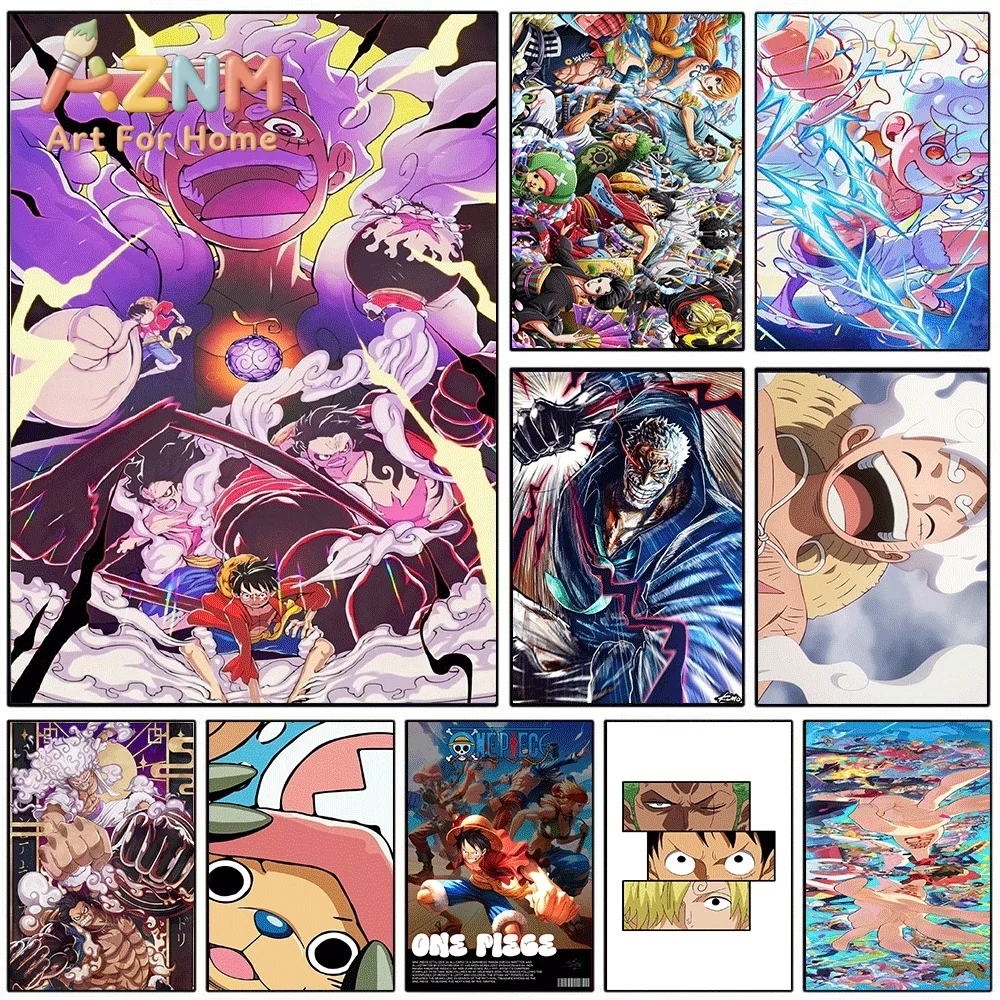 One Piece Anime Canvas Wall Art No Frame Nika Luffy Gear 5 Chopper Zoro Sanji Manga Print Poster for Bedroom Living Room Home