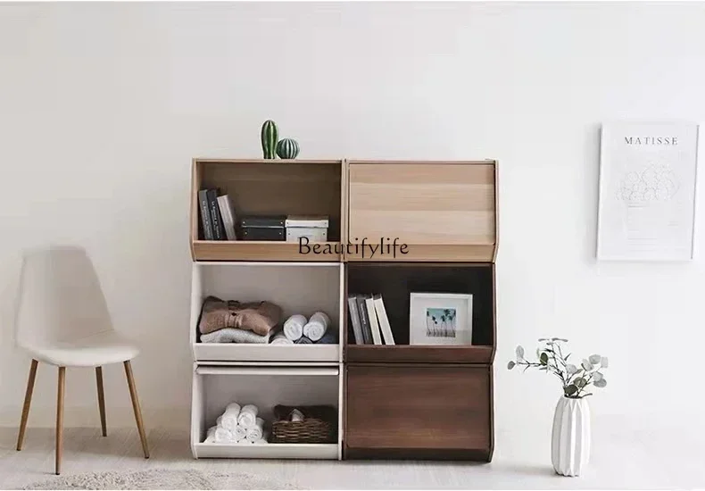 

ls 42Japanese simple wooden storage storage narrow cabinet bedroom book storage cabinet superimposed