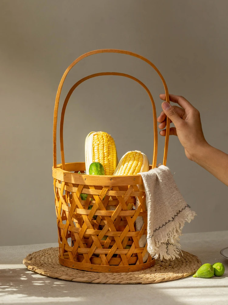 

Плетеная корзина из деревянных спилов, корзина для хлеба, декоративная корзина, корзина для французского хлеба, корзина для цветов, создающая ощущение роскоши, декоративные украшения для дома