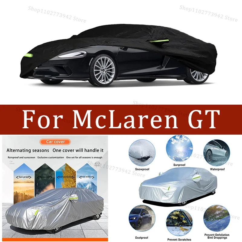 

Car Cover For McLaren GT Full Exterior Black Silvery-Auto Cover Sunshade Dustproof Waterproof Reflective strips cars accessories