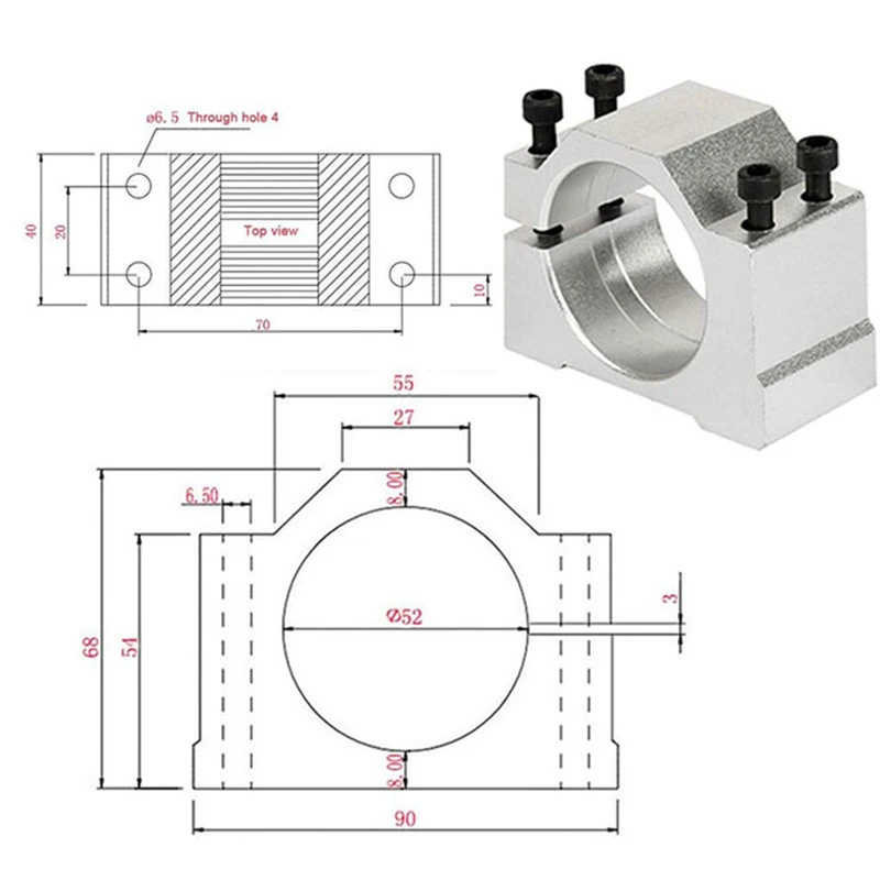Air cooled 0.8kw DC110V 20000RPM CNC spindleMotor Kit / chuck 800W Spindle Motor + Power Supply speed governor +52MM Clamp view 4