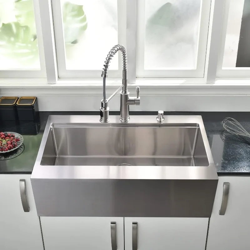 33 Inch Farmhouse Drop In Kitchen Sink Workstation Stainless Steel - 33X22 inch Drop In Apron Front Farmhouse Sink Workstation