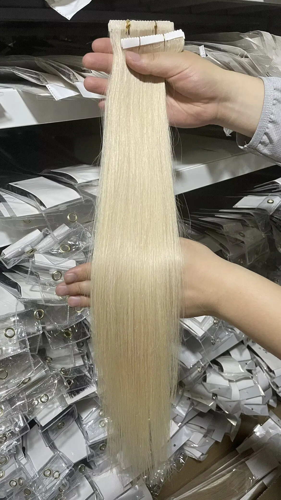 Extensions de Cheveux Naturels Humains Lisses, Ruban Adhésif Invisible, Couleur Blond, Sans Couture, Style Européen, 22 en Vrac, 10 Pièces, 30g