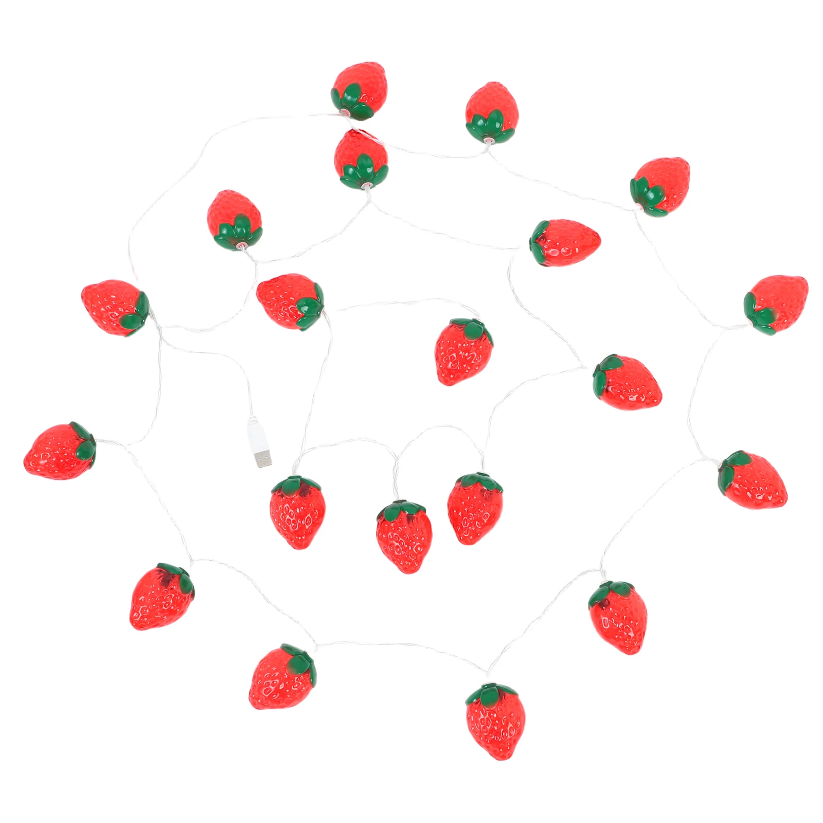 

Red Plastic LED String Lights for Bedroom Decorative Office Indoor Fairy Cluster Strawberry Modeling Festival Lighting