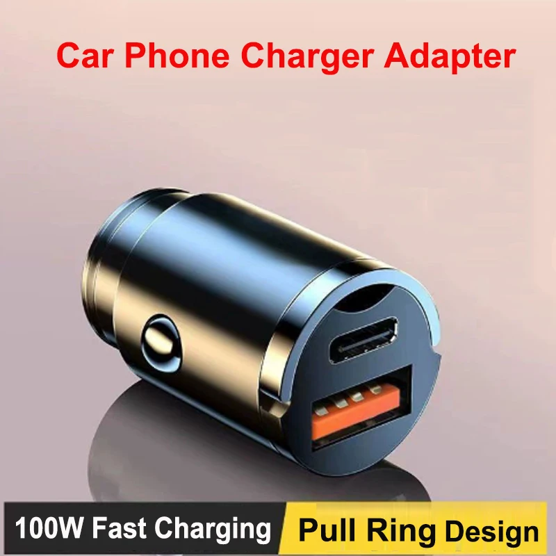 100W Mini PD USB Autoladegerät Feuerzeug Autoladegerät für Xiaomi Samsung Huawei Superschnellladung QC3.0 Autoladegerät für iPhone