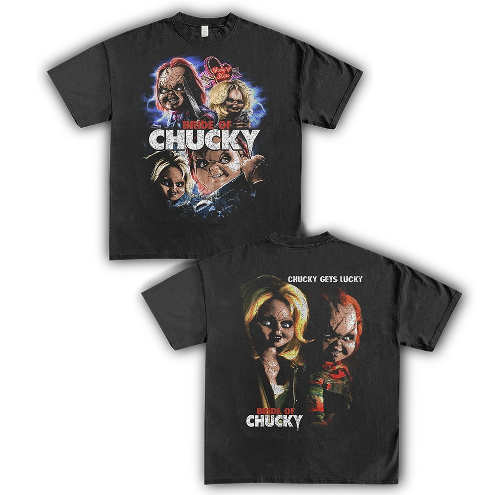 

Футболка Homage Tees с американским ретро-принтом, свободного кроя, из чистого хлопка, молодежная, модная, с тематикой «Призрачная кукла-невеста», повседневный летний топ