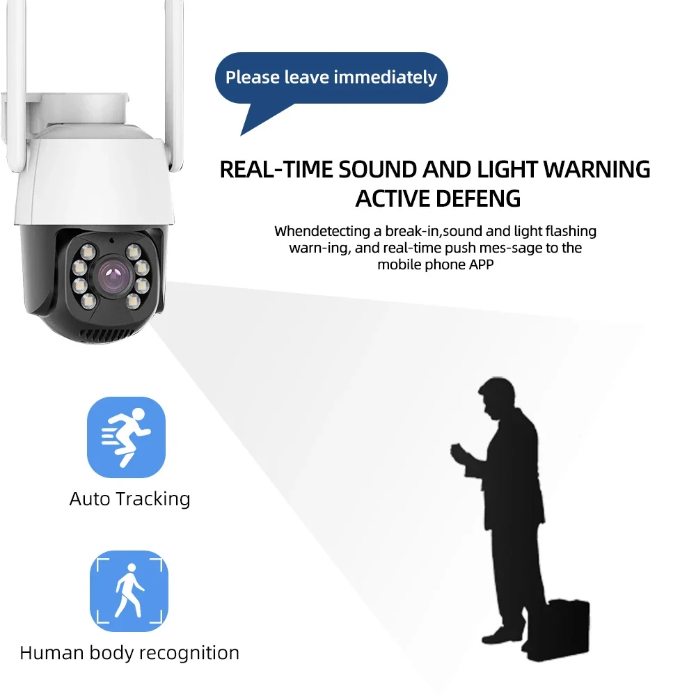 HD 4G WiFi Camera IP Camera 360° Rotate Anti-theft Monitor Security Surveillance Cam Auto Tracking Two Way Audio CameraHOme