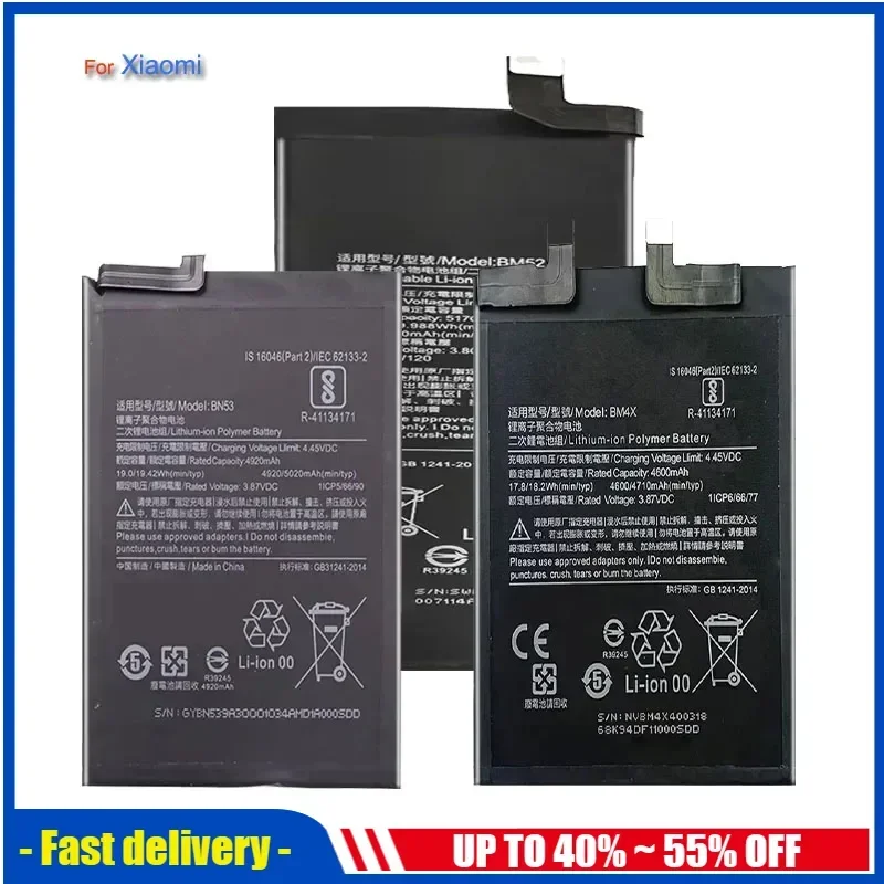 Phone Battery For Xiaomi BM21 BM22 BM31 BM32 BM33 BM34 BM35 BM36 BM37 BM38 BM39 BM46 BM47 BM48 BM49 BM50 BM51