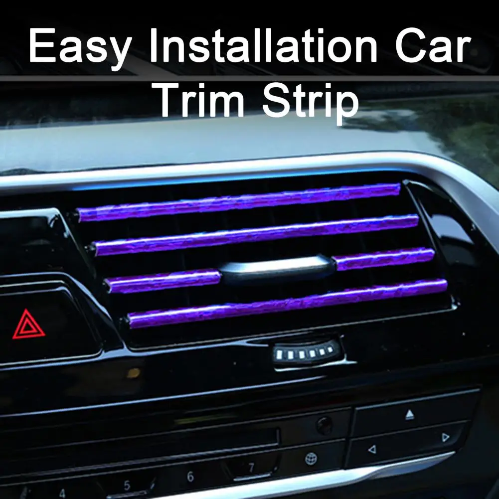 

10pcs Universal Car Decorative Strip Electroplating Color Stripes Colorful U Shape Car Air Outlet Decorative Strip Trim Strips