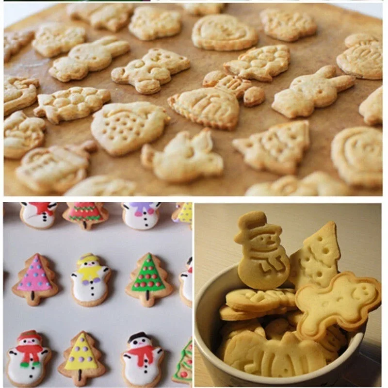 New 2026 Christmas Silicone Cookie Cutter Set 4Pcs Xmas Tree Gingerbread Man Bauble Shapes Non-Stick Reusable Baking Moulds
