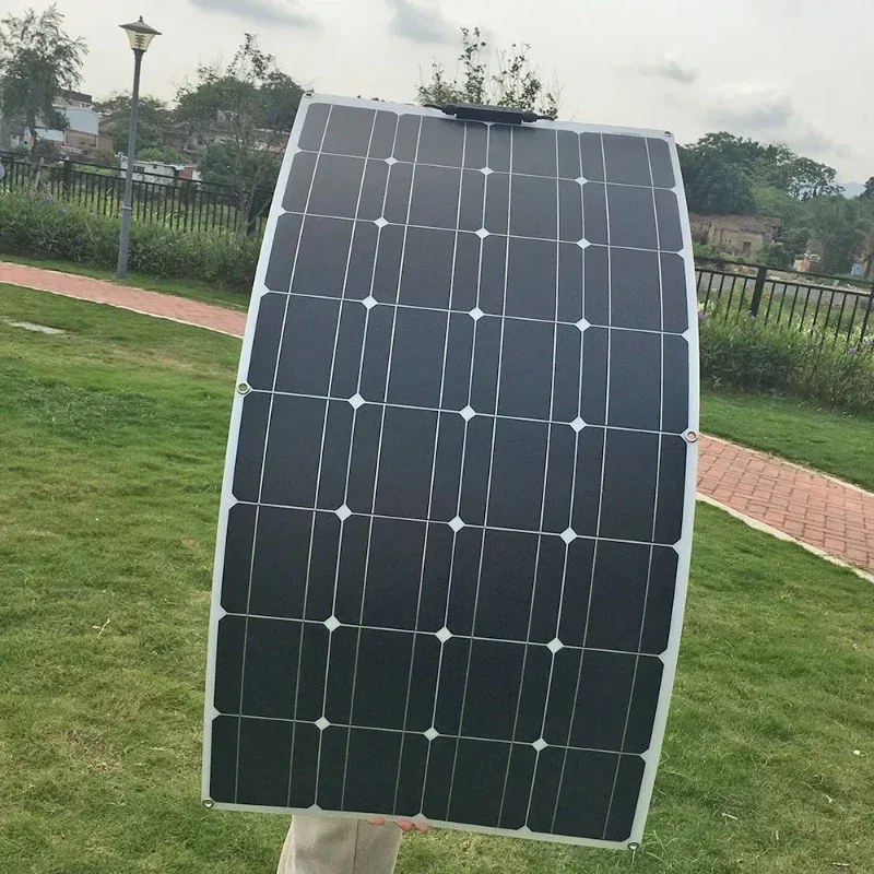 100w 200w Flexible Solar Panel with 10A/20A Solar Regulator Cable for 12v Battery Charger Home Roof