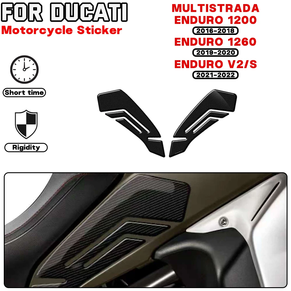 

For DUCATI Multistrada Enduro 1200 1260 V2 S 2016-2022 Motorcycle Side Fuel Tank Pad Knee Decal Protection Stickers Carbon-look