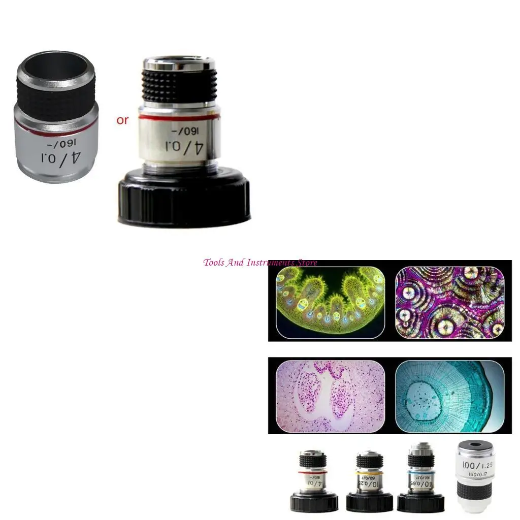 Комплект микроскопа 4x 10x 40x 100x Microscope Объективный объектив Achromatic C7AC