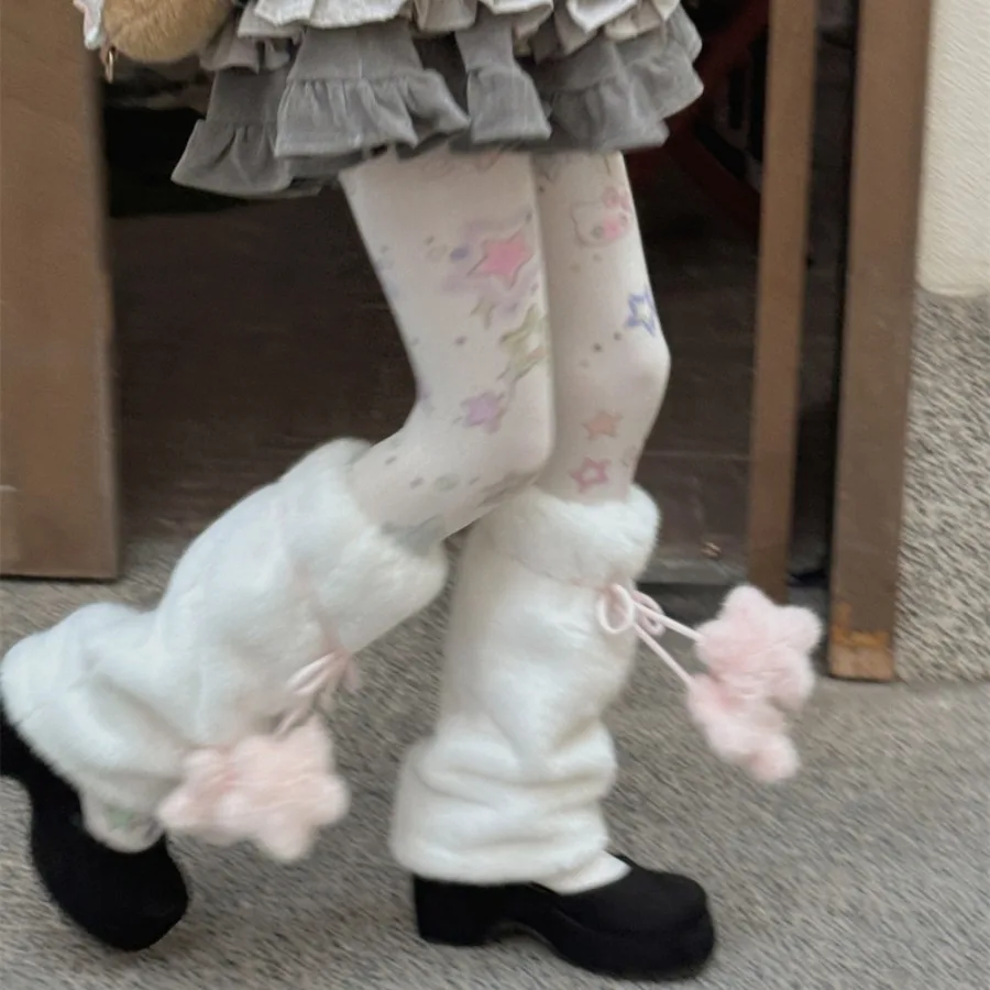 

Зимние милые плюшевые гетры со звездами Y2K Ins, стильные корейские субкультуры, гетры в стиле панк, зимние теплые мягкие гетры Spice Girls, гетры