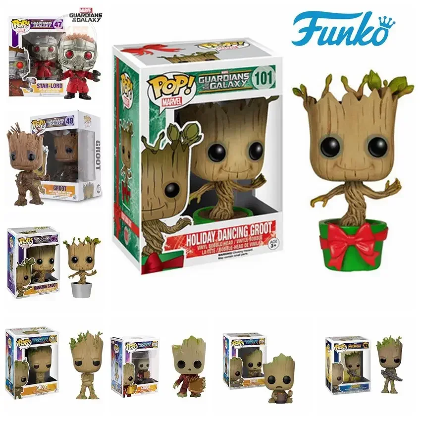 FUNKO POP Marvels Movie Galaxy Guardians Holiday Dancing Grooted 101 # Avengers League Character Series Model Children Toy Gifts