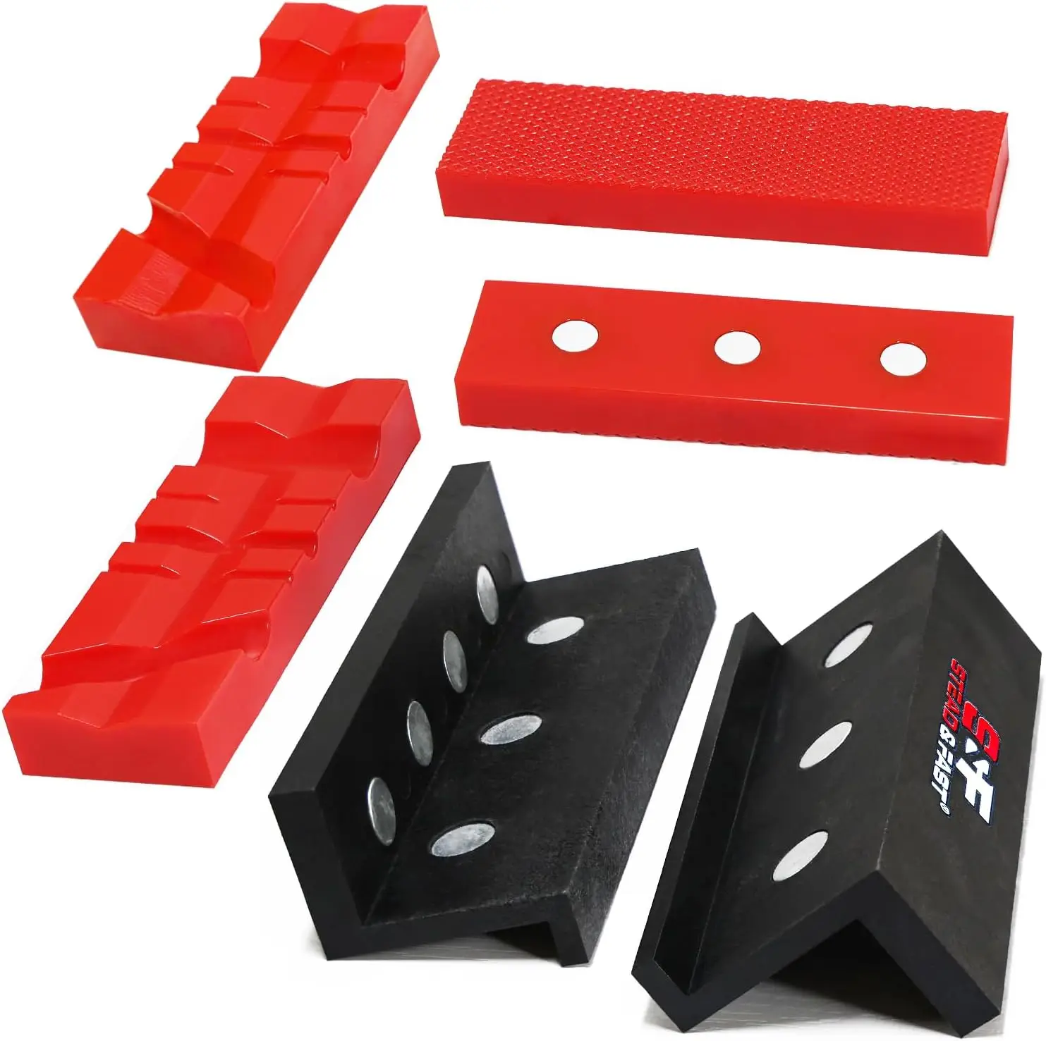 

4.5" Soft Vise Jaws with Magnets, TPU Material, Multi-Groove Inserts for Woodworking and Metal Clamping