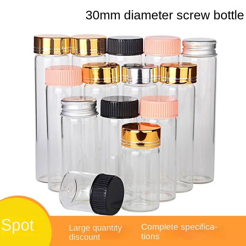 

10pcs different styles of 30mm spiral aluminum cap glass bottles can be used for DIY jewelry candy storage bottles