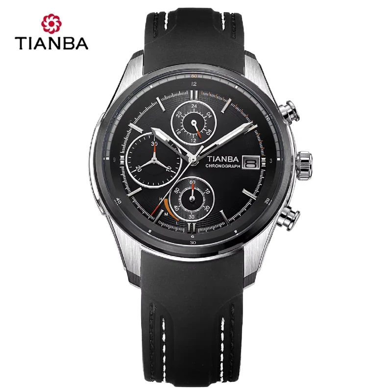 TIANBA Original Eco-Driver Solar Quartz Movement Waterproof Men's Watch Luminous Calendar Display Stainless Steel Band  9002