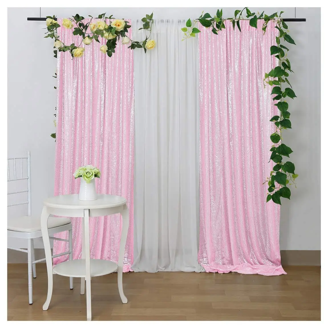 

Indoor and Outdoor Sequin Backdrop Photography Background Birthday Baby Shower Glitter Curtain for Wedding Party Decoration Diy