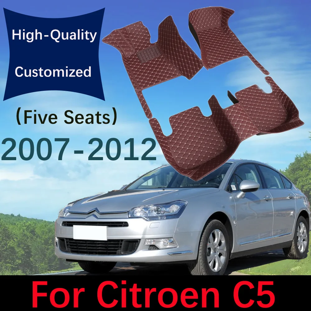 

Custom Luxury Leather Car Floor Mats For Citroen C5 2007~2013 Automobile Carpet Rugs Foot Pads Interior Accessories