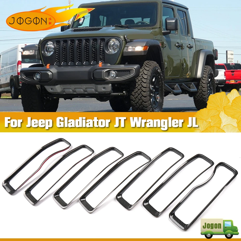 For Jeep Gladiator JT Mojake 2020-2025 Front Bumper Radiator Grille Cover Dry Carbon Fiber Modification Decoration Trim