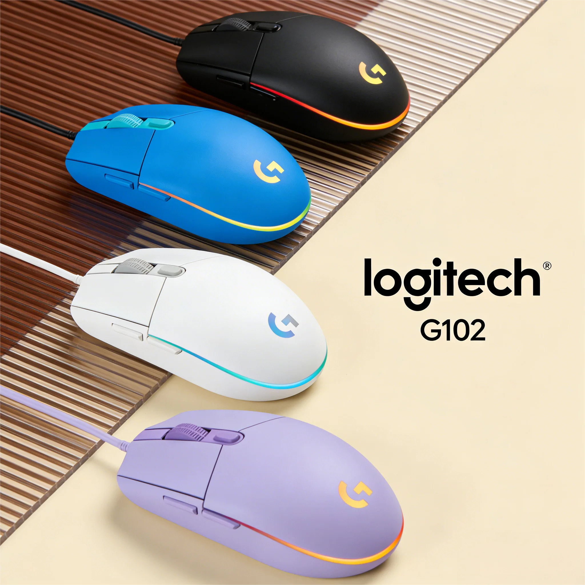 

Проводная игровая мышь Logitech G102, эргономичный дизайн с RGB-подсветкой для ноутбука