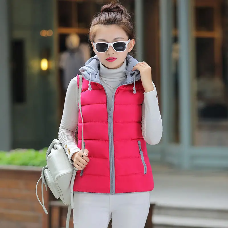 Giacca donna gilet autunno inverno cappotto imbottito in cotone gilet donna giacca in cotone con cappuccio Chaleco Mujer