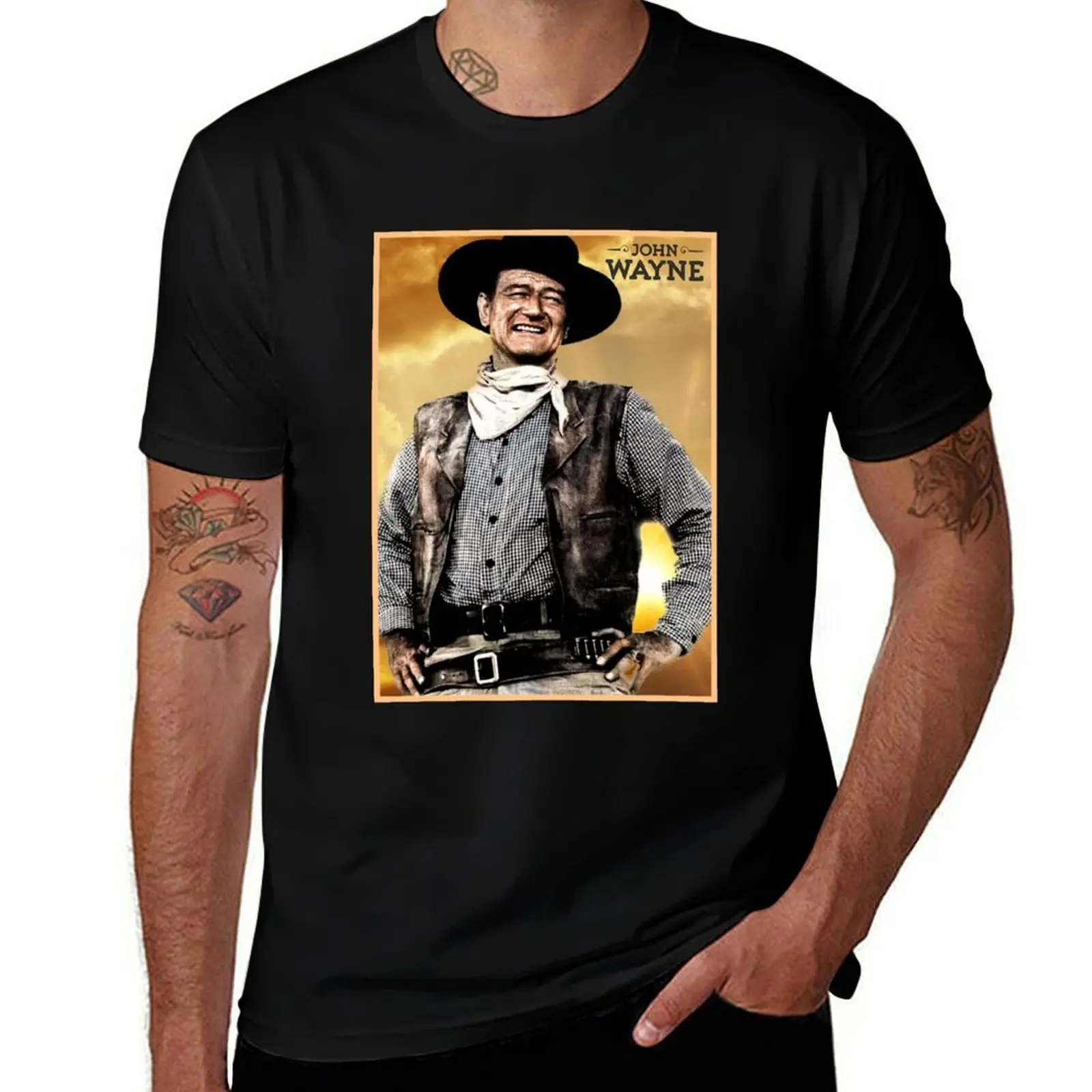 John Wayne T-Shirt Basic Plain Short Sleeve Crew Neck Tee T-Shirt