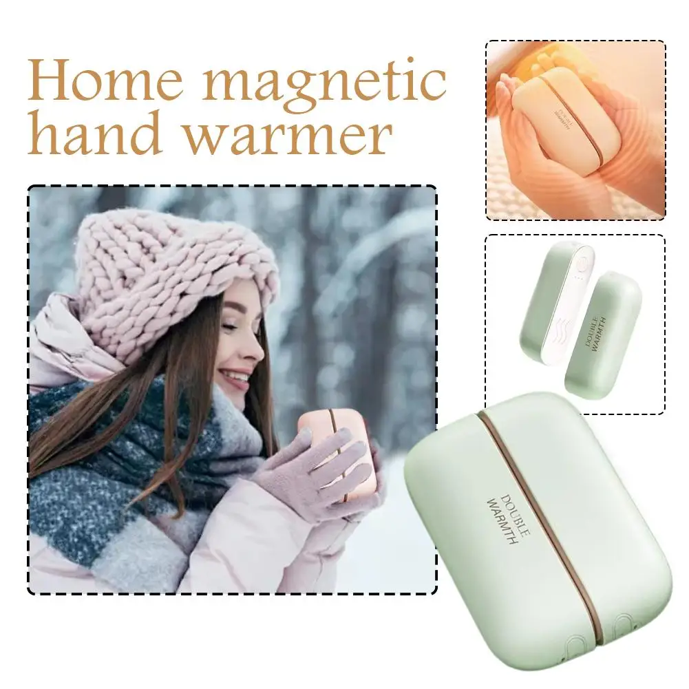 سخان جيب آمن للتدفئة في الشتاء 2 في 1 جهاز تدفئة محمول مغناطيسي قابل لإعادة الشحن ودرجة حرارة ثابتة آمنة لتدفئة اليد