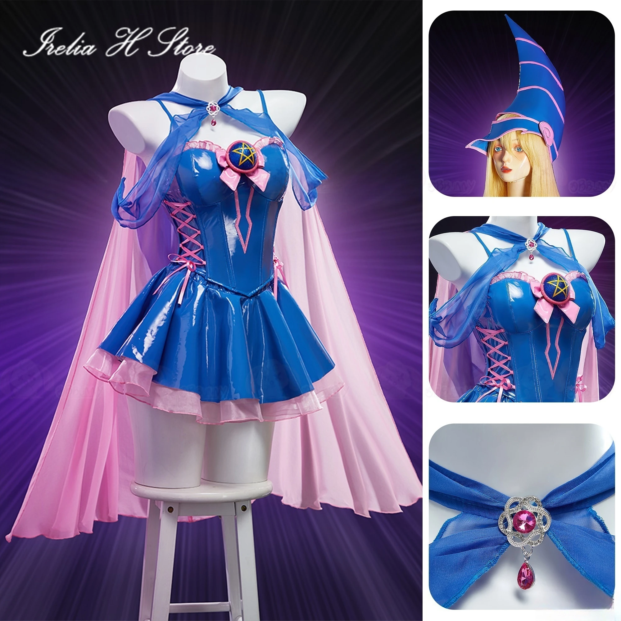 

Irelia H Store Mana from Black Magician Girl Cosplay Costume Magical girl battle Sexy pu leathe Dress Halloween Costume