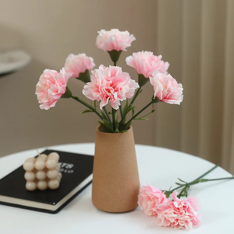 Faux Silk Flower Material Artificial Carnation Flower Realistic No Watering Anti-fade Fake Flower DIY Mother Day Home Decor