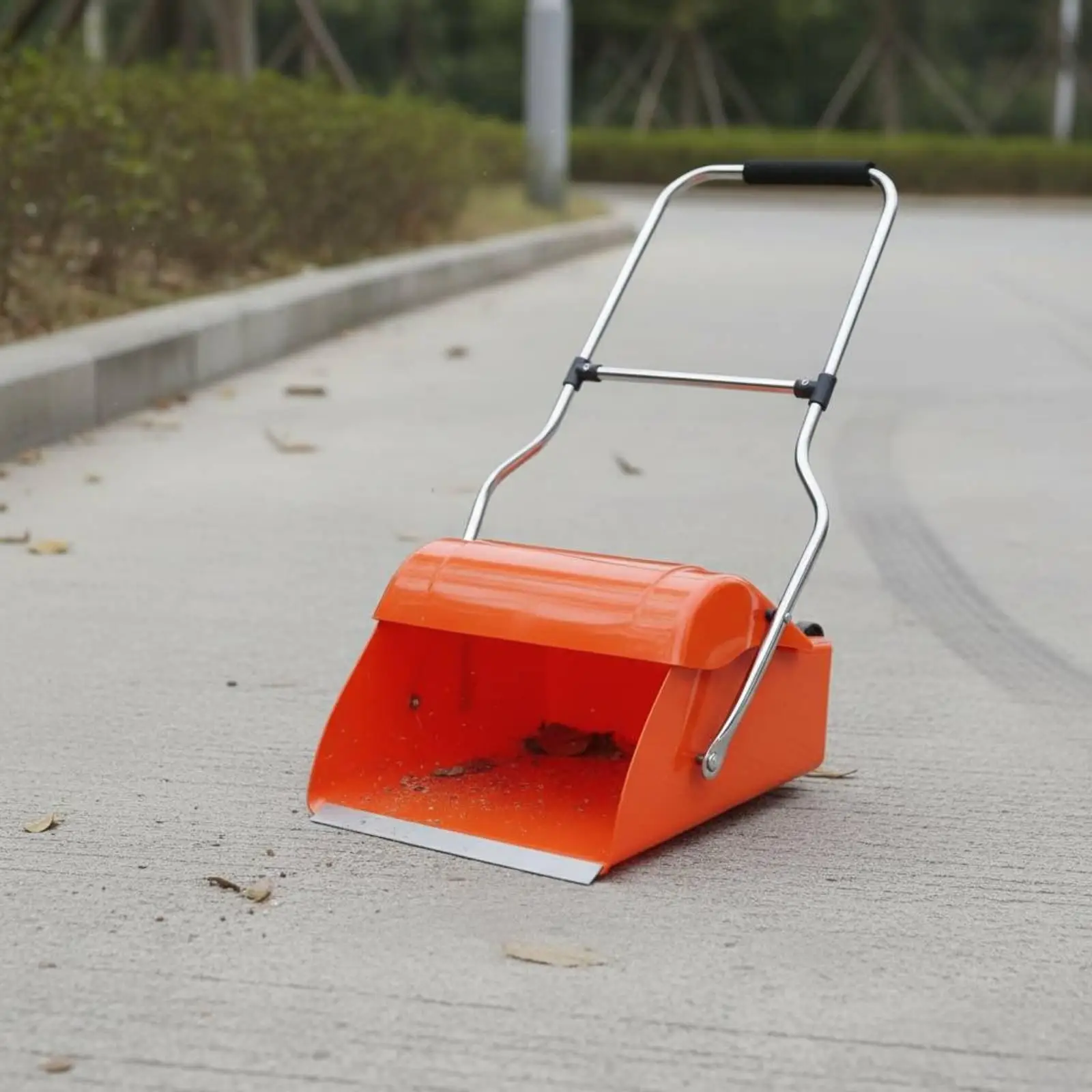 Push Wheeled Dustpan with Reinforced PP Body and Smooth Rolling Base for Quick Trash Collection in Public Spaces