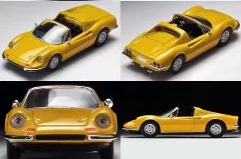 TOMYTEC TLV 1:64، Dino 246GTS أصفر، نموذج سيارة محاكاة مصغر ثابت مصنوع من خليط معدني، هدية لعب للأولاد في العطلة.