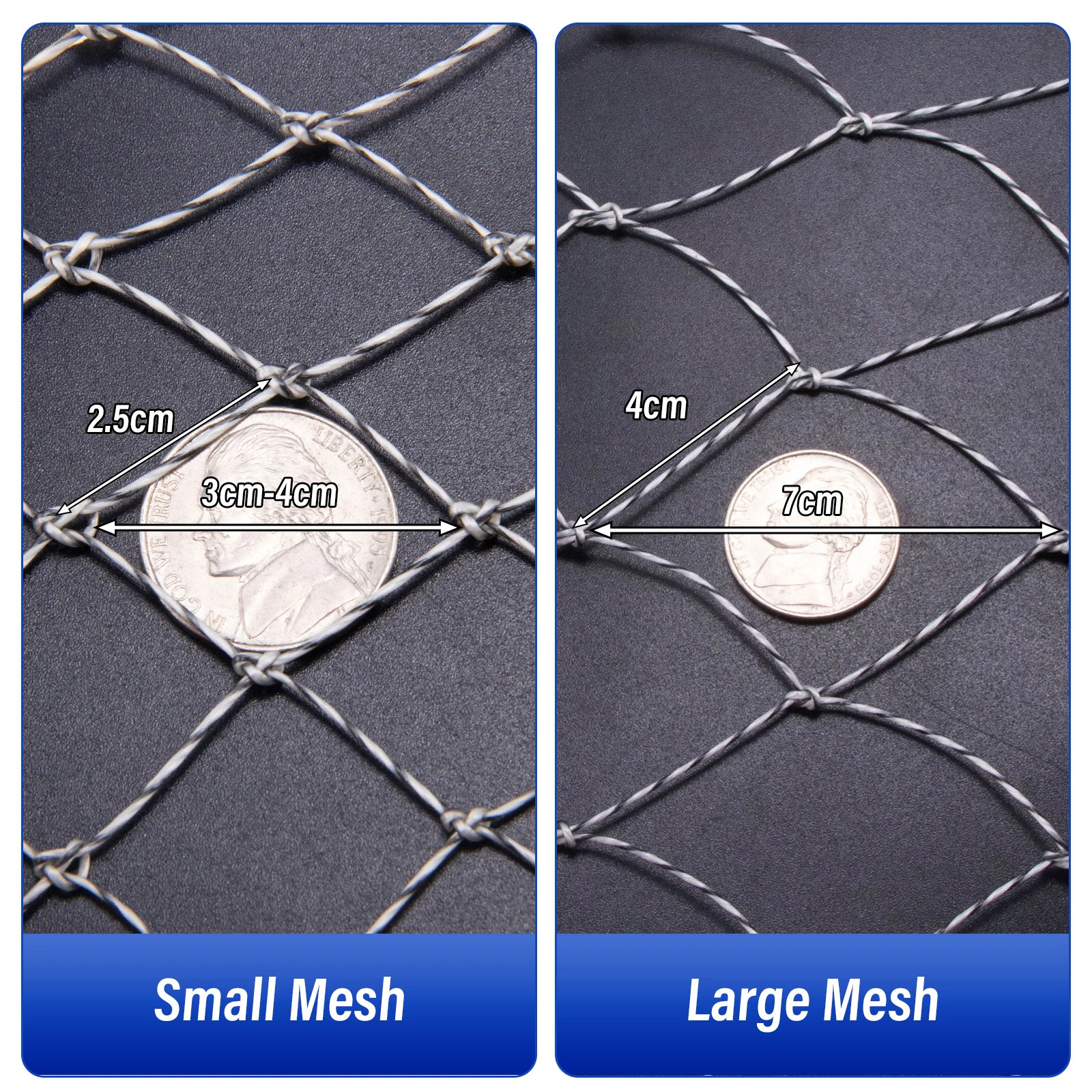 الصيد استبدال صافي ثقب صغير/كبير الصيد شبكة أرضية شبكة ضياء 35/40/45/50/60/70 سنتيمتر ثقب قابل للطي للطي تراجع شبكة السمك