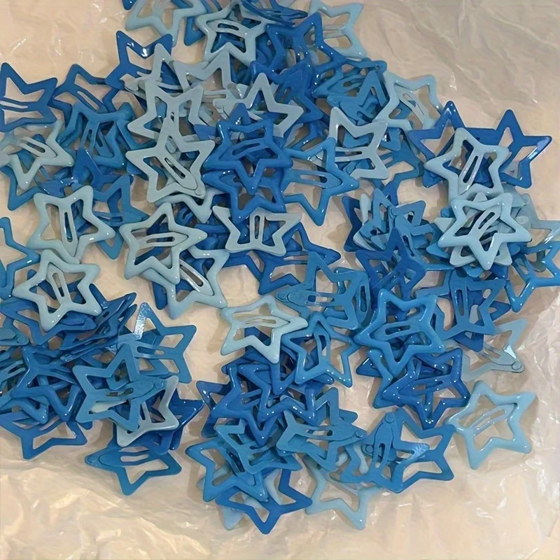 20 Stück Blaue Serie Fünfzackige Stern-Haarspangen Dopamin Kleine Clips Haaraccessoires für Frauen Stirn-Pony-Clips Haarnadeln Seitenclips – Detail 2
