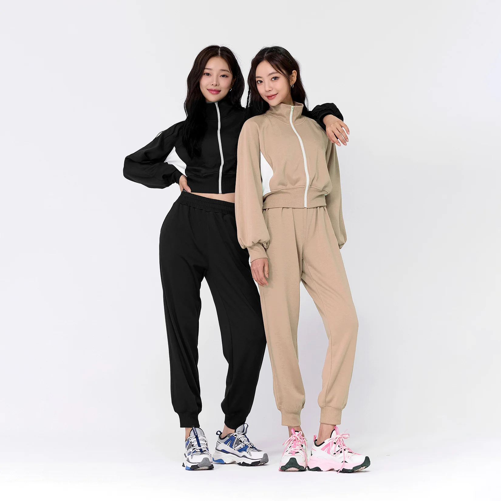 Autumn Winter Zipper Jacket Pants Fitness Active Wear Tennis Golf Wear Yoga Coat Top Workout Clothes Women Running Suit Black