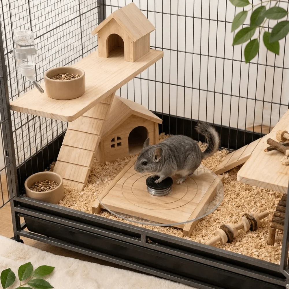 Durable Glass Hamster Running Wheel Silent Long-Lasting Hamster Exercise Wheel Stable with Wood Base Pet Exercise Rats