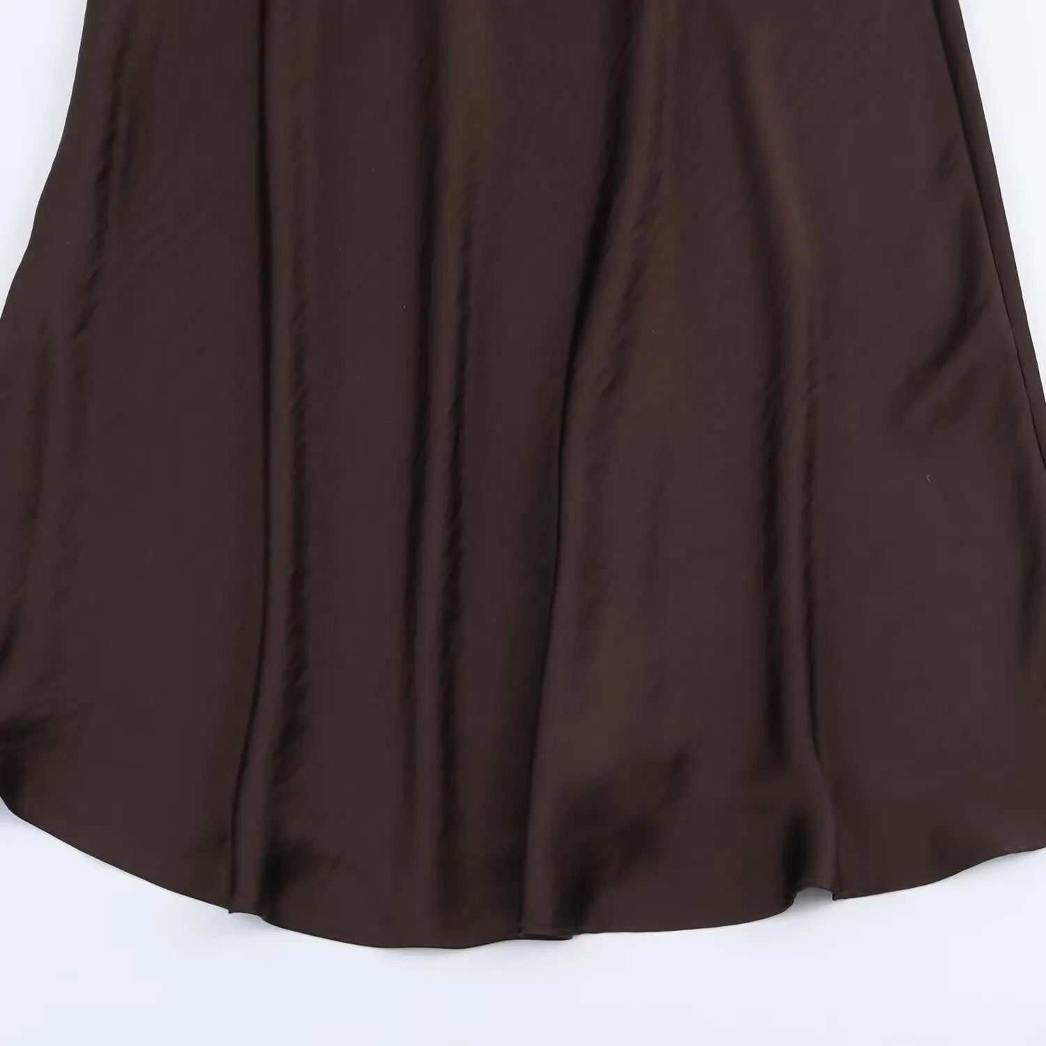 エレサテンフィールミディ丈ワンピース レディース ファッションデザイン 秋新作 スリーブロング スリムフィット ストレートカット カジュアル 無地ワンピース