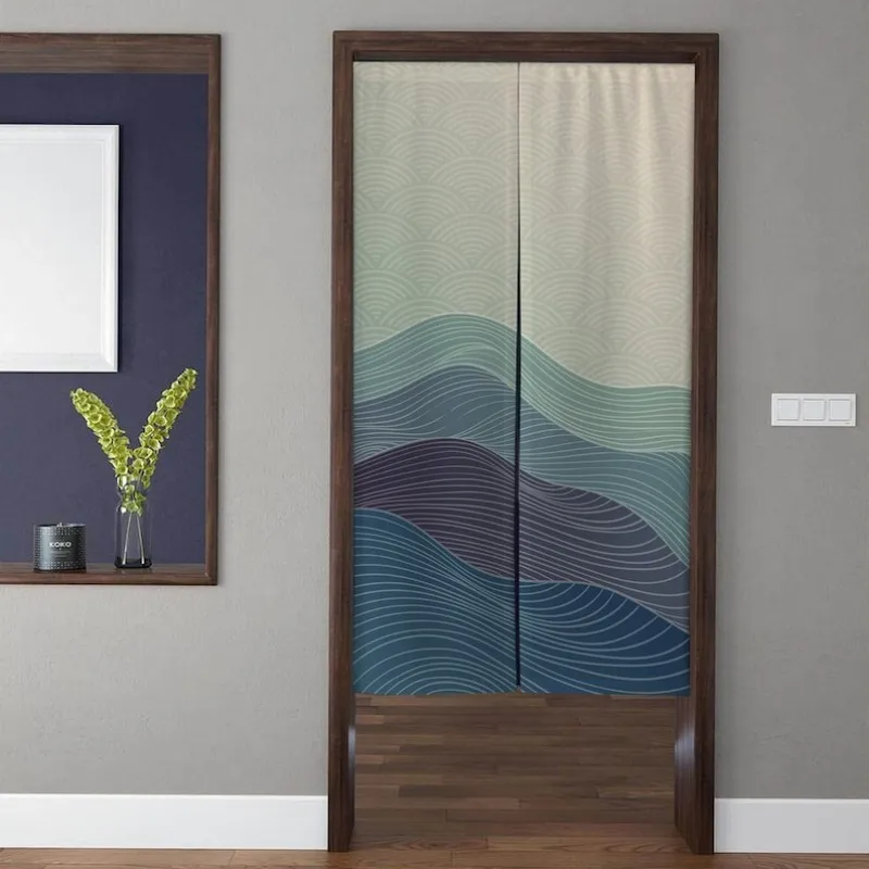 VIKAMA Japanese Landscape Noren Door Curtain - Ink Style Noren Curtain for Home Kitchen Bedroom Zen Partition Decor