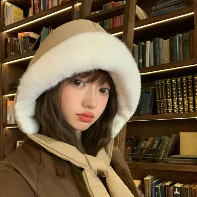 

Thickened Plush Hat Ear Protection Cold Proof Baroque Cap Strap Hat Warm Hat Waterproof Convertible Strap Bag Beanie Hat Outdoor