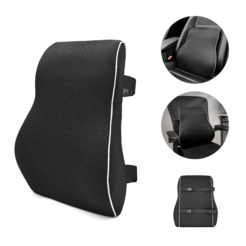 1pc Non-Slip Lumbar Support Pillow Memory Foam Relieve Back Pain Car Seat Waist Cushion Soft Comfortable For Office Home Car