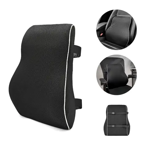 1pc Non-Slip Lumbar Support Pillow Memory Foam Relieve Back Pain Car Seat Waist Cushion Soft Comfortable For Office Home Car