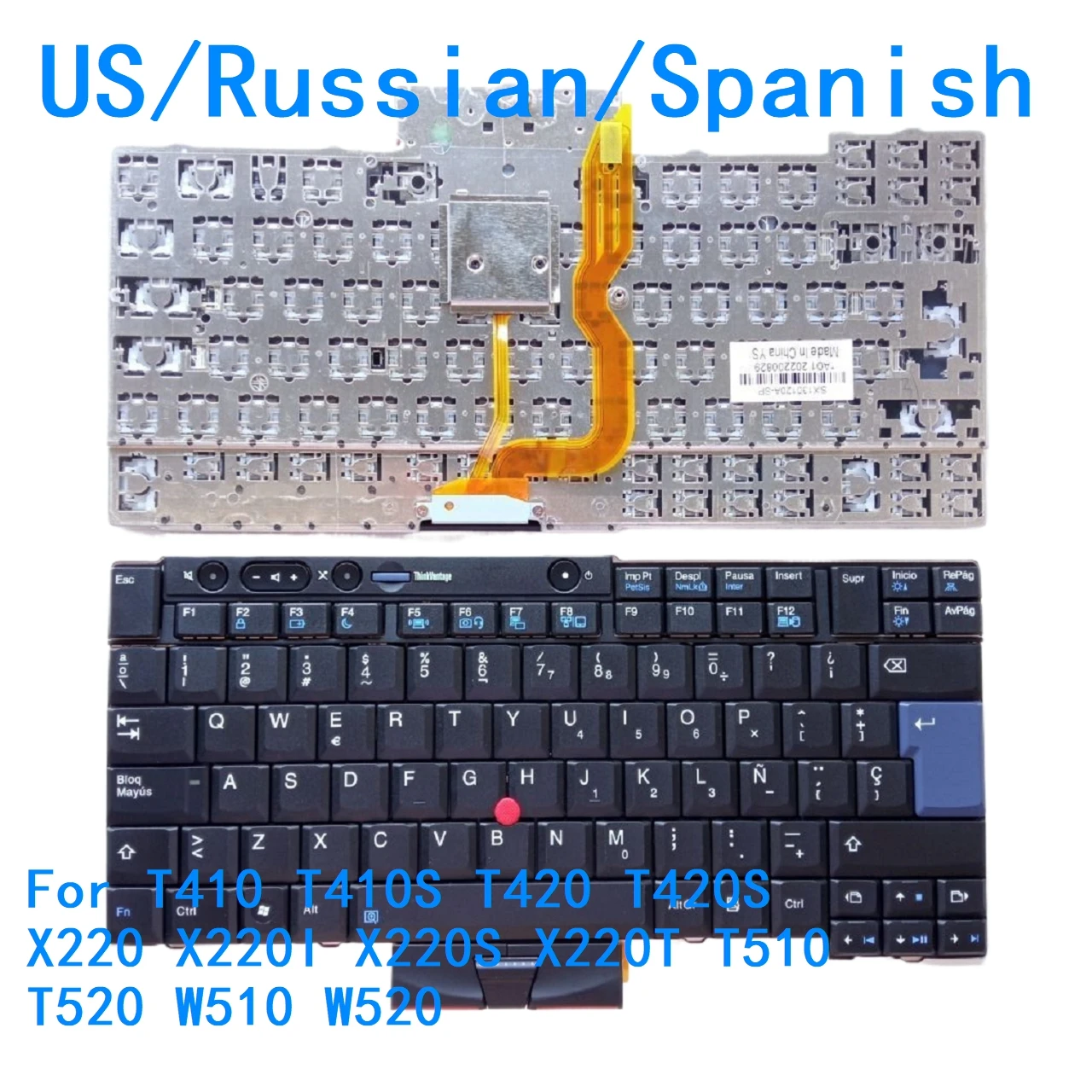 

New US Russian Spanish Language Keyboard For Lenovo Thinkpad T410 T410S T420 T420S X220 X220I X220S X220T T510 T520 W510 W520