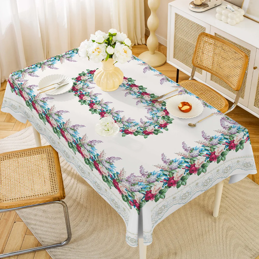 Rectangular Tablecloth Ethnic Style Waterproof Oil-proof Wash-free Household PVC Coffee Table Dining Table Cloth