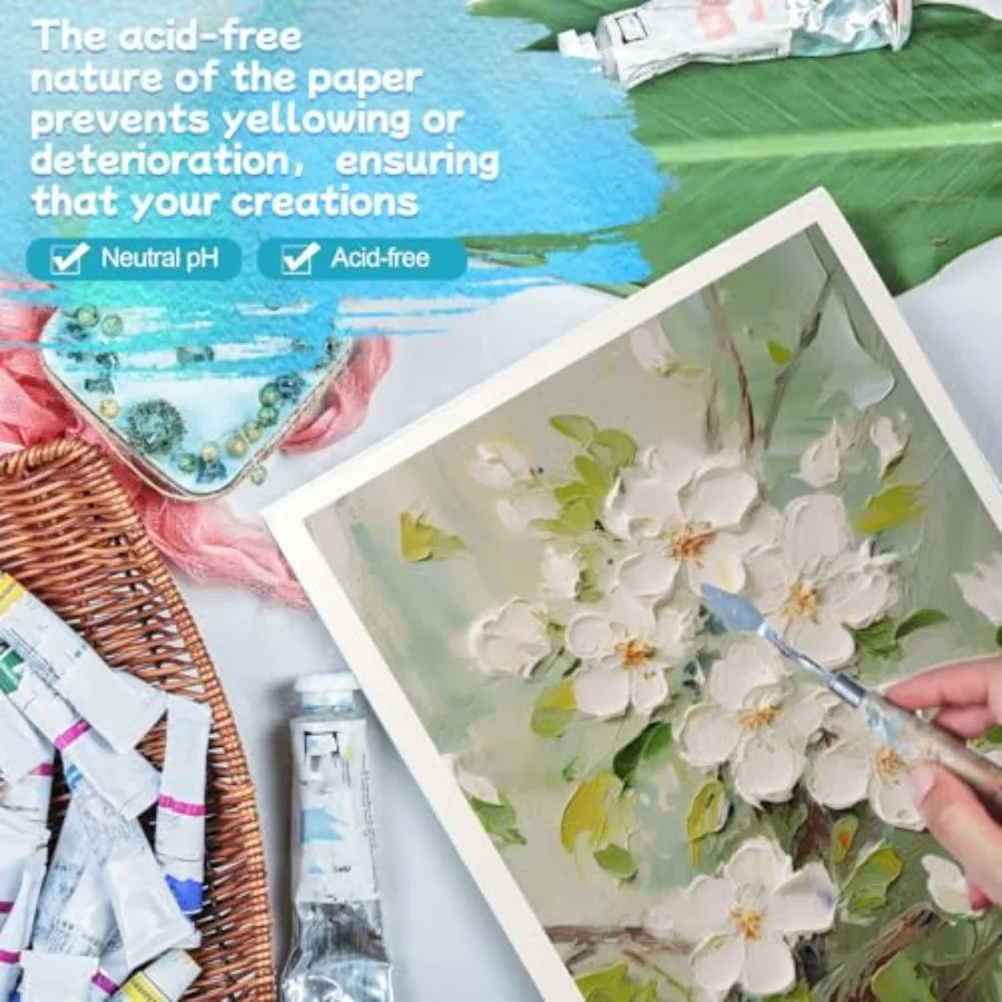 18 Sheets Watercolor Paper, Cold Press Watercolor Sketchbook 140lb/300gsm,Tape Bound Watercolor Paper Pad for Adults,Mixed Medi view 6