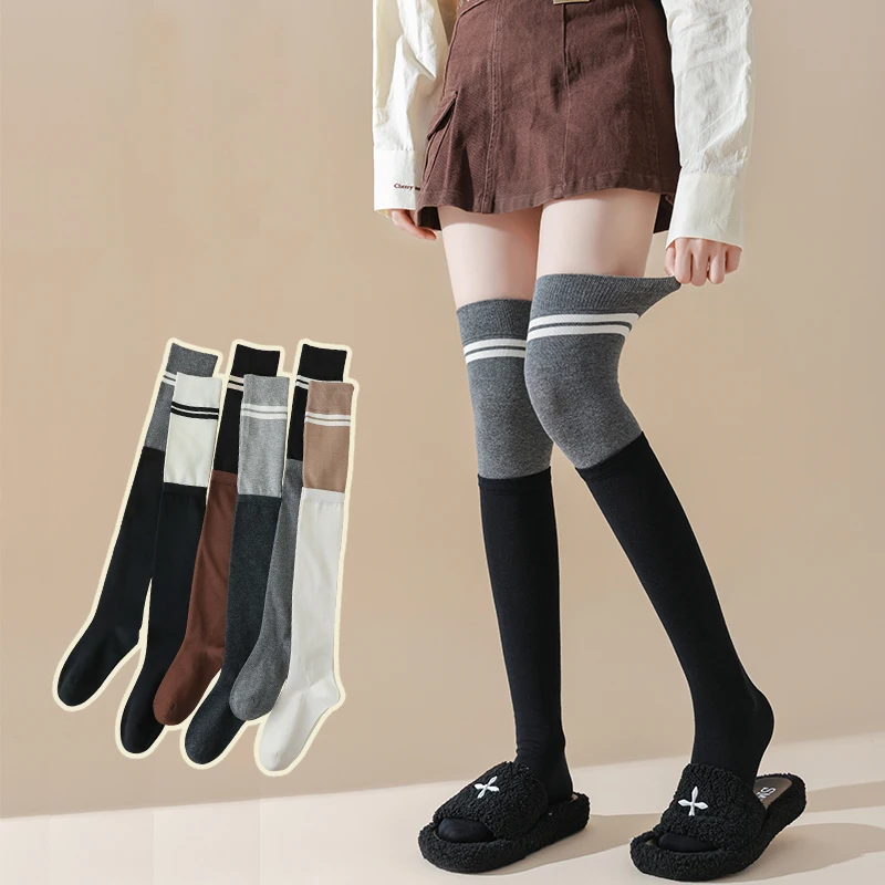 Autumn And Winter Women\'s Knee Socks 5A Antibacterial Color Matching Skincare Comfortable Stripes Pure Cotton High Tube Socks315