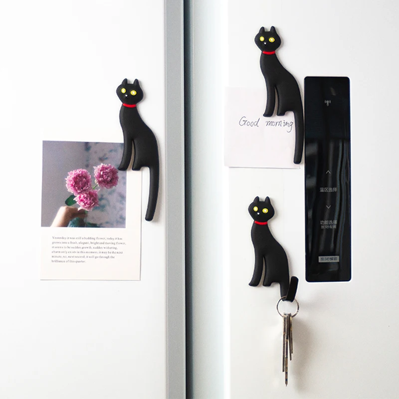 Black Cat Magnet Hook Creative Cat Shape, Auxiliary Hooks, Home Storage Hooks, Suitable for a Variety of Home Scenes