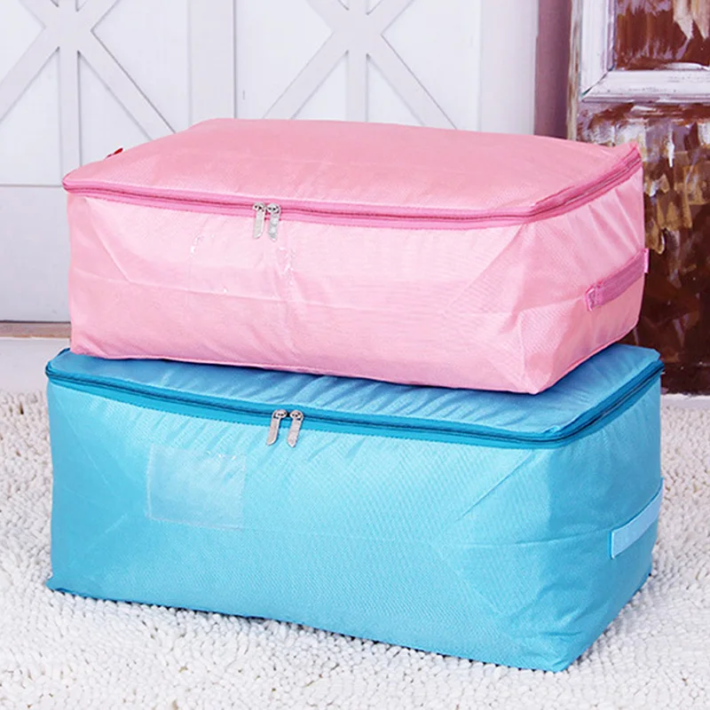 

1PC High Capacity Quilt Storage Bag Pure Color Bedding Organizer Students Dormistory Clothes Dustproof Zipper Storage Package