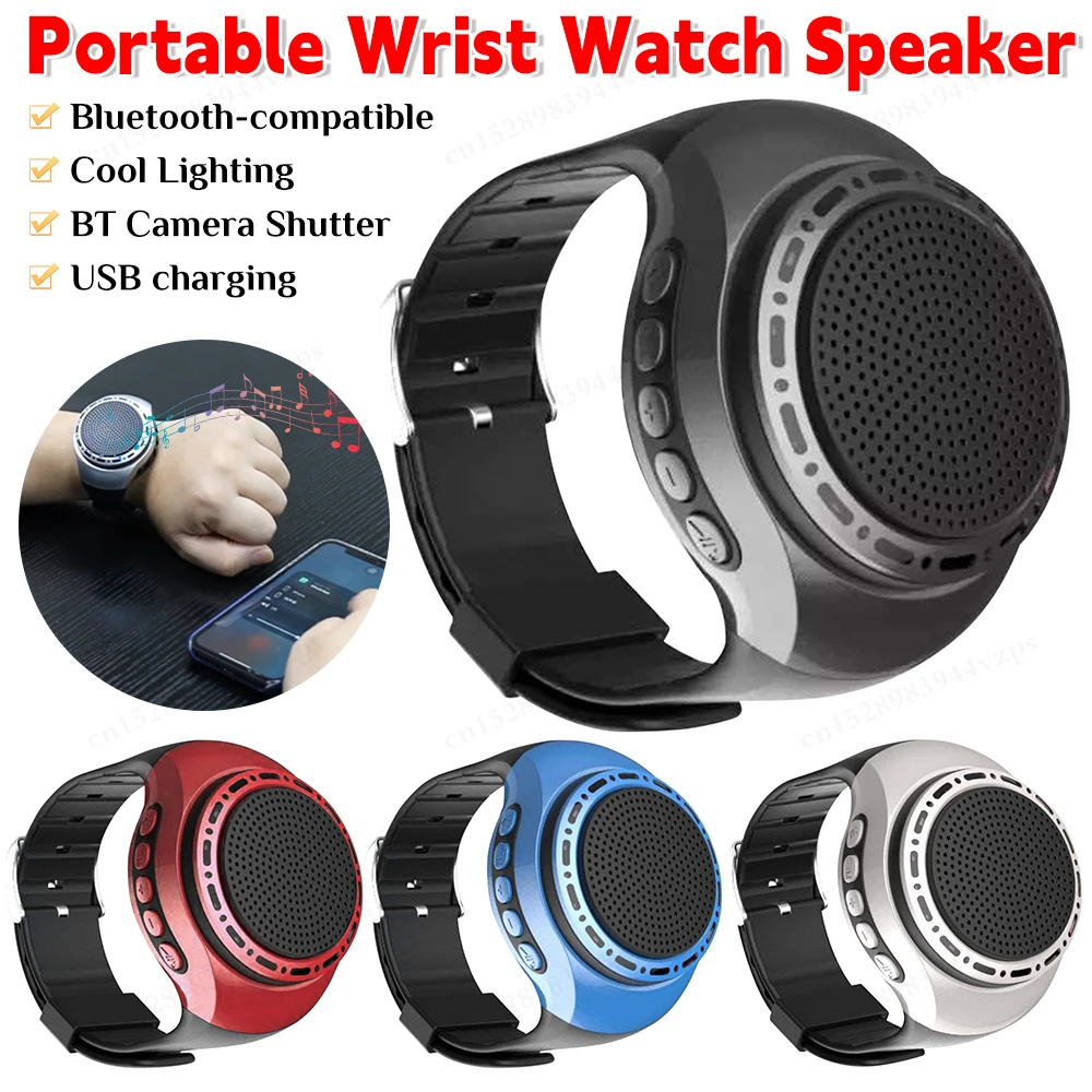 U6 Wrist Watch Bluetooth Speaker With FM Radio Portable Sports Running Wearable USB Charging Mini Speaker Wireless Subwoofer