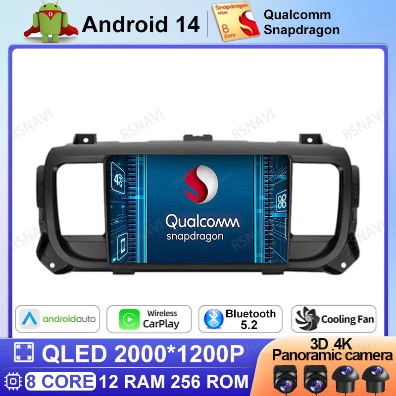 Android 14 Car Radio For Citroen Jumpy III 3 SpaceTourer 1 For Peugeot Expert 3 2016 - 2021 Wireless Carplay Auto Multimedia DVD